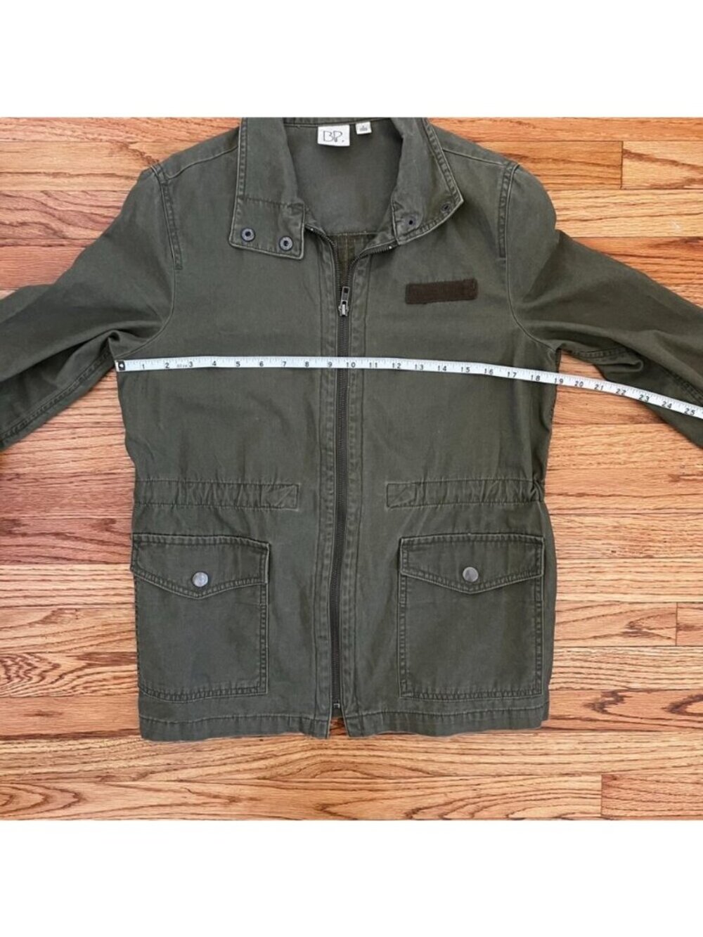 Y2K BP Olive Utility Jacket Boho Soft Grunge Military Edgy Layering Sz S - Picture 10 of 11